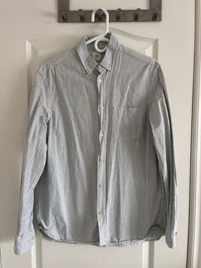 H&M Blue and White Pinstripe Button-Down Shirt